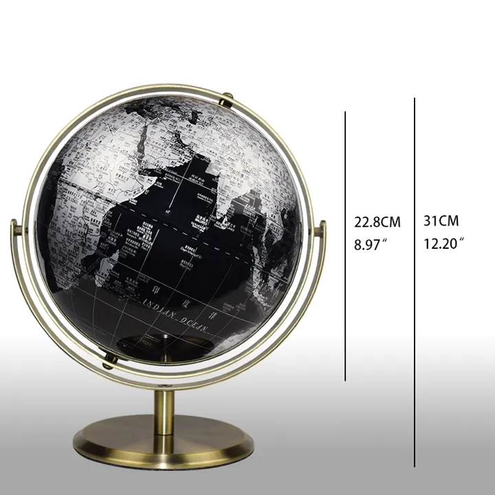 22.8cm Artistic Globe with a Silver Metallic Finish detail view 1